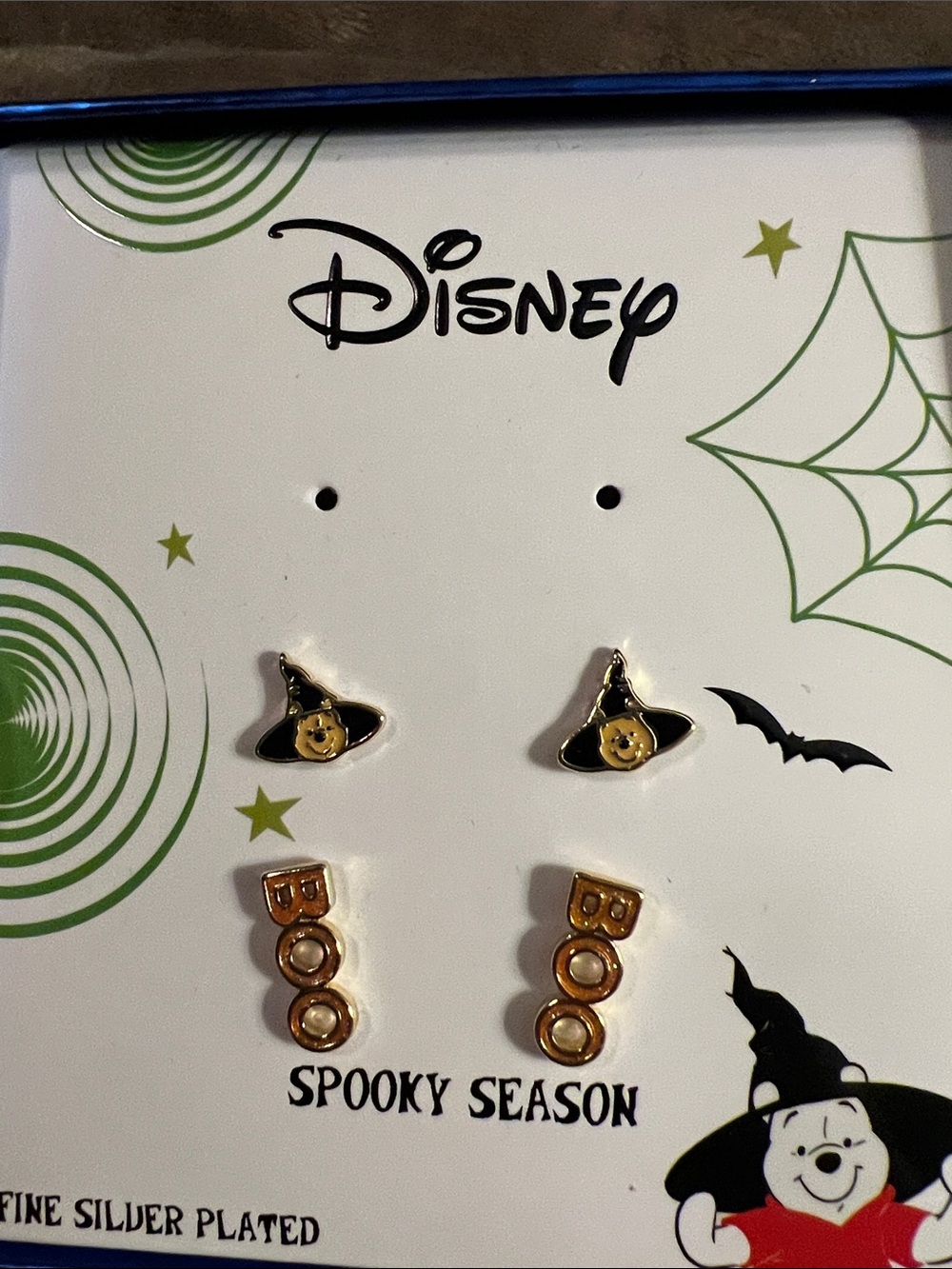 Disney Halloween Winnie the Pooh Witch Hat and BOO Stud Earring Set